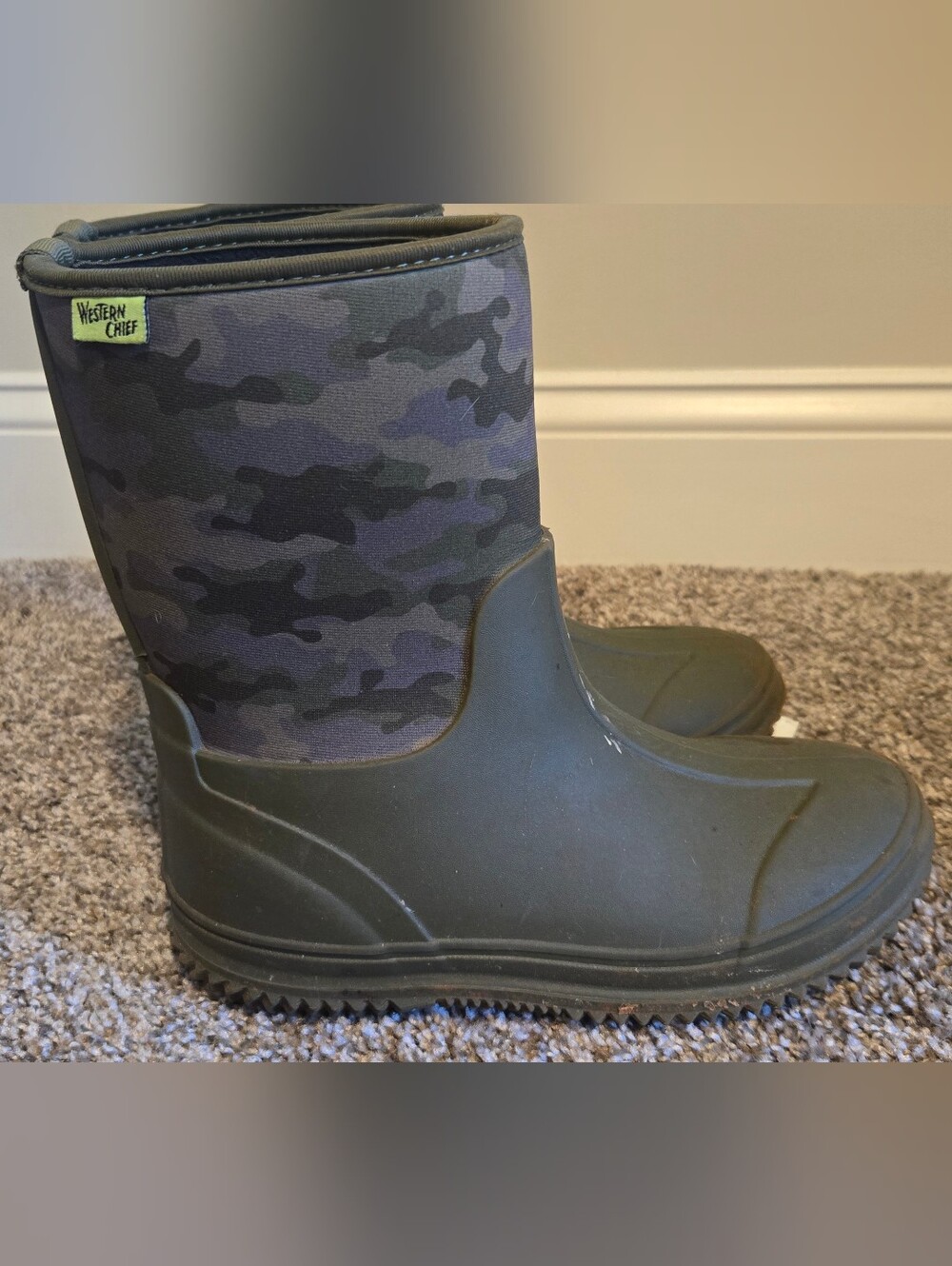 Western Chief Kids Olive Green & Black Camo Waterproof Rain Boots